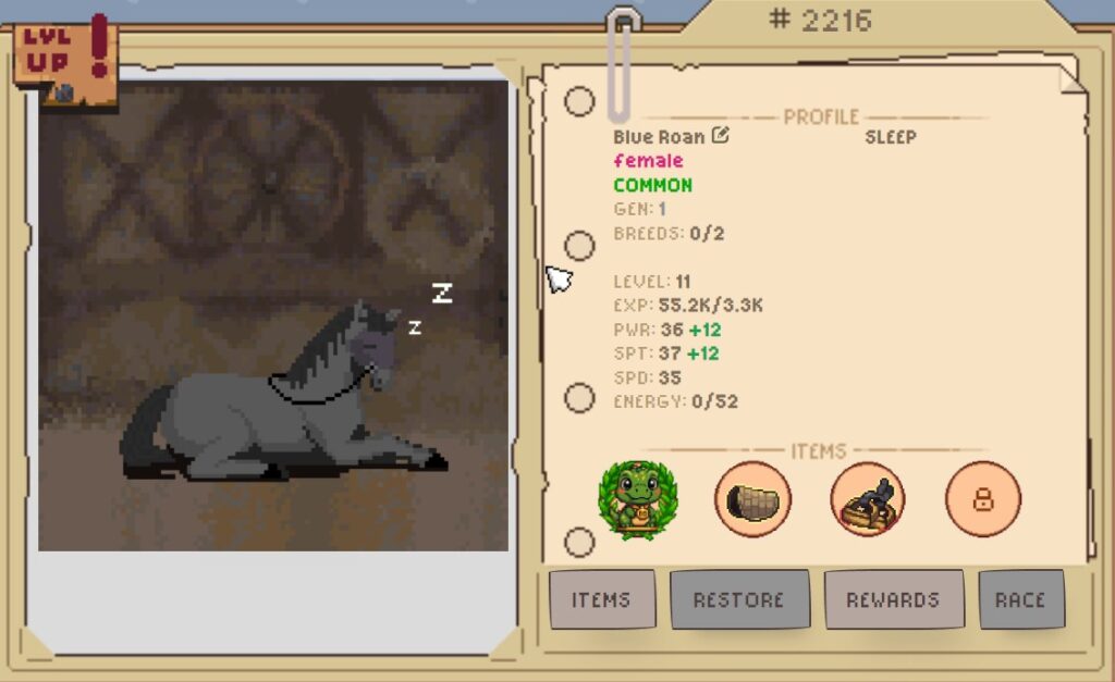 Common Horse LVL 11 in Planet Horse