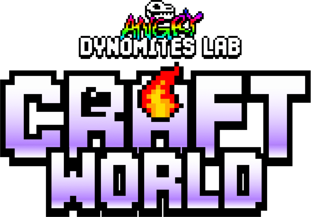 Craft World transparent Logo. With Angry Dynomites Lab logo.