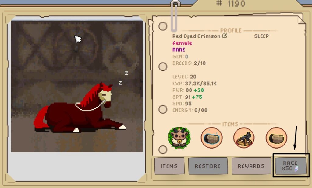 Rare Horse LVL 20 shards for race