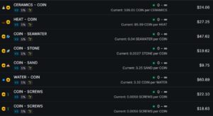 Пулы ликвидности GQ на Katana Ronin. Материалы из мира ремесел. Керамика, Тепло, морская вода, Камень, Песок, Вода, шурупы