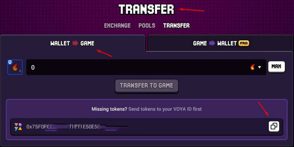 Transfer resources to VOYA ID Craft World