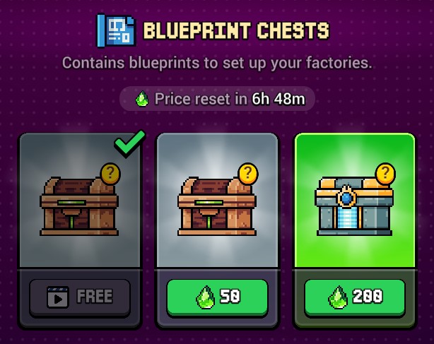 Blueprint Chest in Craft World Crystal Shop
