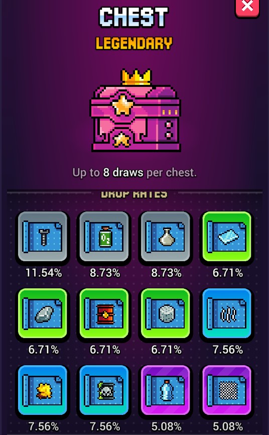 Craft World Legendary Blueprint Chest Drop Rate