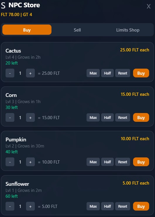 Roots and Loots Seeds NPC Market